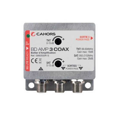 0980500R13 <div itemprop="description"> BOITIER D`AMPLIFICATION 1 ENTREE COAX ET 2 SORTIES COAX</div>
