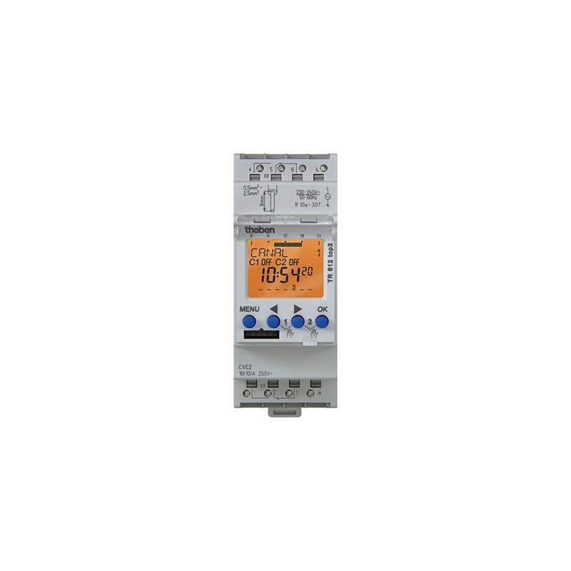 12TOP2 <div itemprop="description"> HORLOGE JOURNALIERE 2 CANAUX 220V RAIL DIN 2 MODULES</div>