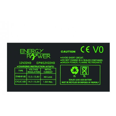 12V22HD <div itemprop="description"> BATTERIE ENERGY POWER 12V 22AH / HD EN BAC V0</div>