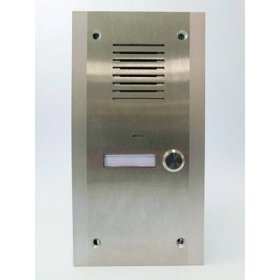 140101 <div itemprop="description"> PLATINE INOX AUDIO APPEL GARDIEN 1 BP ENCASTRE</div>