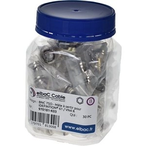 970181-K03 <div itemprop="description"> Connecteur Vidéo elbaC - 30 Pack - 1 x BNC Mâle Vidéo</div>