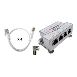 					ABS041RJKIT KIT 1 REPARTITEUR 4 RJ45 + 4 CORDONS RJ45 PLATS 40CM +CONNECTEUR F COUDE AF97