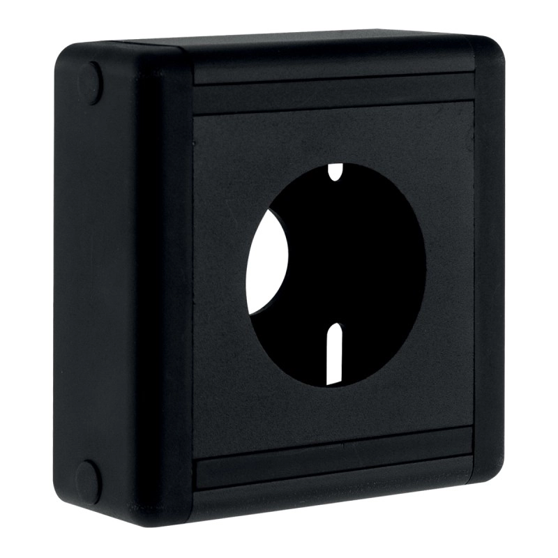 					AH808028 BOÎTIER NOIR ALU ABS 80X80X28 MM IRS38. IRS38B ET IRS38TL