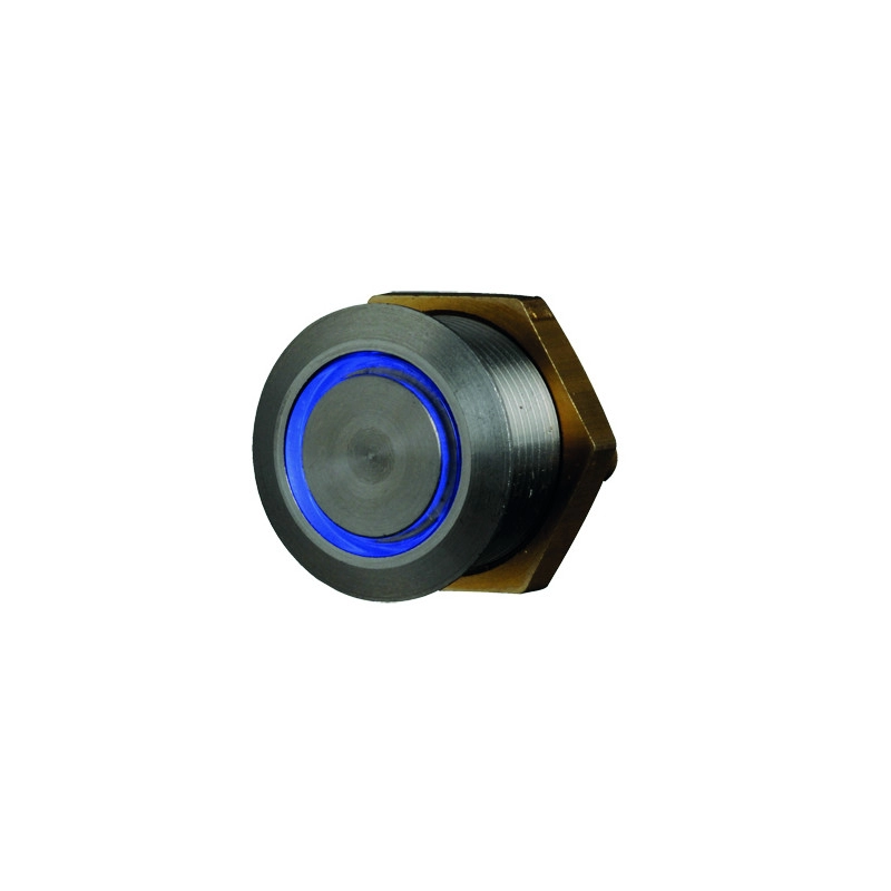 BP202L <div itemprop="description"> BOUTON POUSSOIR INOX LUMINEUX NO/NF 19 MM - COULEUR BLEUE -</div>