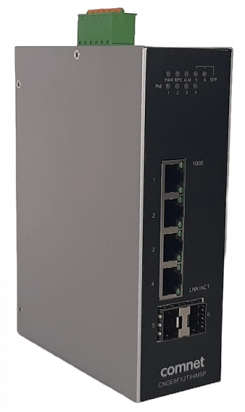 CNGE6FX2TX4MSP 6 Port Managed Gigabit Switch 30W PoE