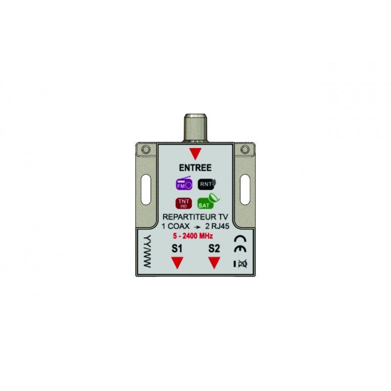COMR2RJ45 <div itemprop="description"> REPARTITEUR PASSIF 1 ENTREE COAX 2 SORTIES RJ45</div>