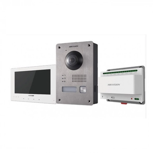 DS-KIS701-W-D Kit Intercom vidéo écran blanc alim Din