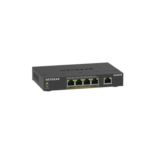 					GS305P-300EUS Netgear GS305P-300EUS 300 Series 5-Port Gigabit SOHO Unmanaged Switch with 4-Port PoE+, 63W