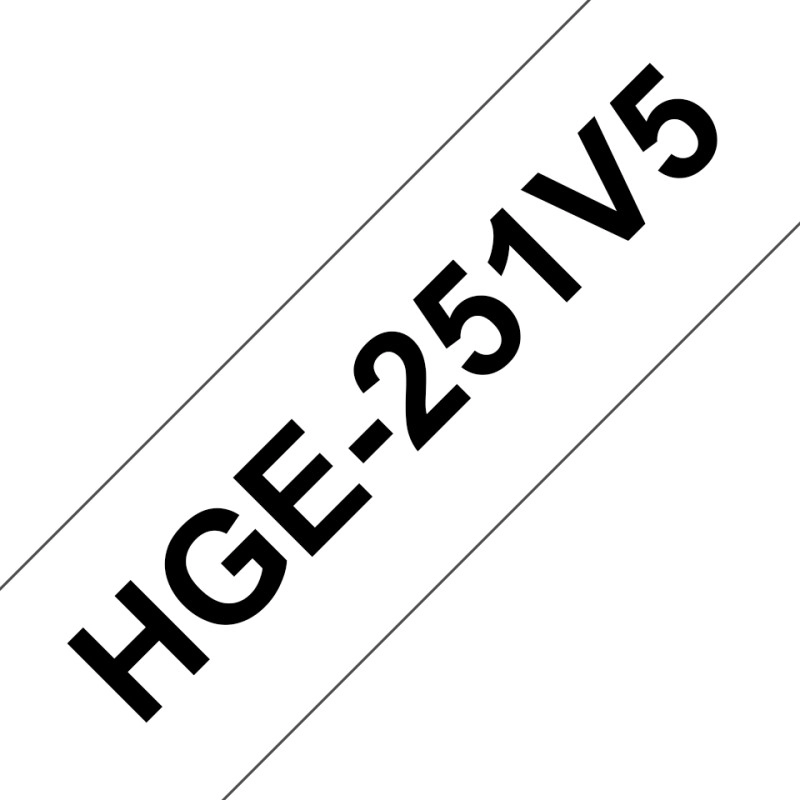 					HGE251V5 PACK DE 5 RUBANS HGE251, 24MM NOIR SUR FOND BLANC, LAMINÉ HIGH GRADE, 8M