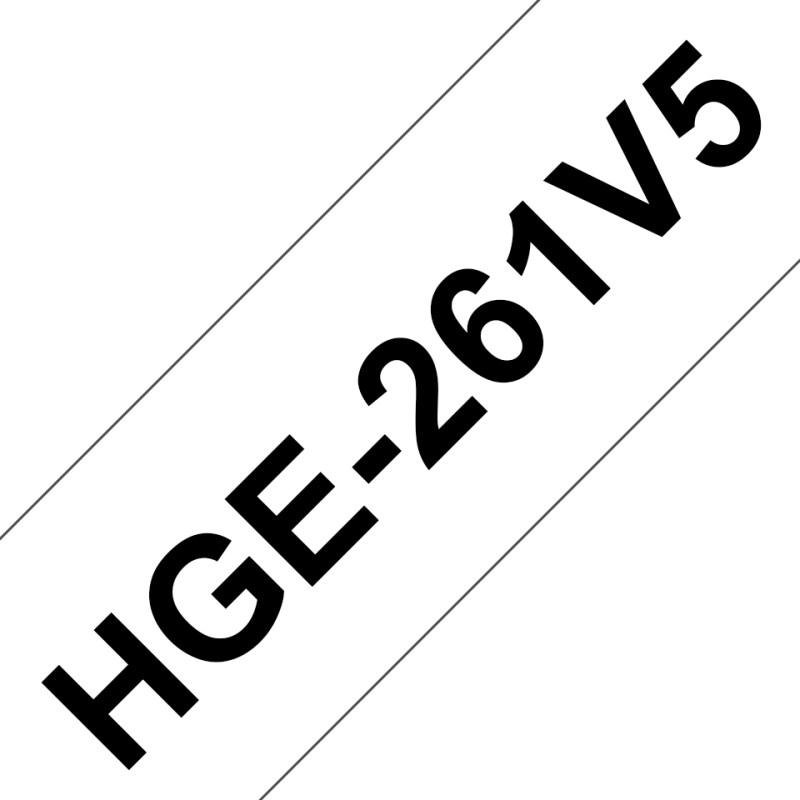 					HGE261V5 PACK DE 5 RUBANS HGE261, 36MM NOIR SUR FOND BLANC, LAMINÉ HIGH GRADE, 8M