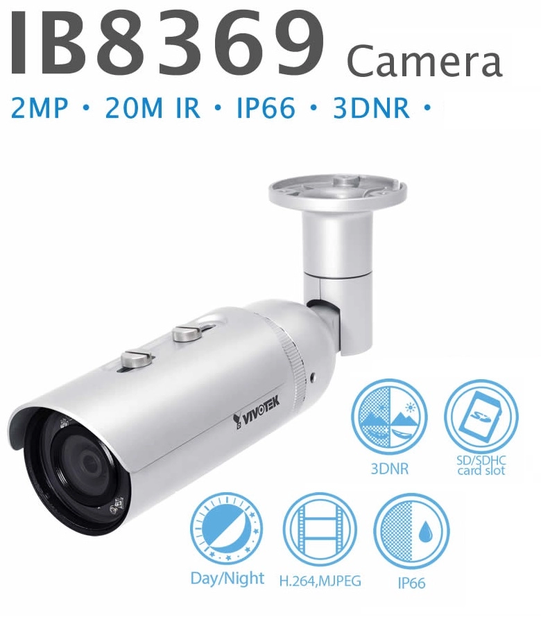 					IB8369 Caméra IP 2 Mpixels  Infrarouges, portée 20 mètres • IP66           