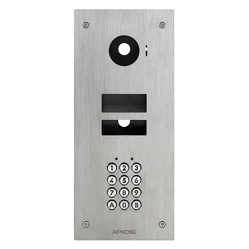 KVKF Aiphone 130446 Façade d`adaptation encastrée avec clavier 100 codes pour kits vidéo JV encastrés, acier inoxydable
