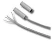 MK340-2W Contact magnétique d`ouverture cylindrique plastique encastrable, support bois alu.PVC, AP, 2m câble   