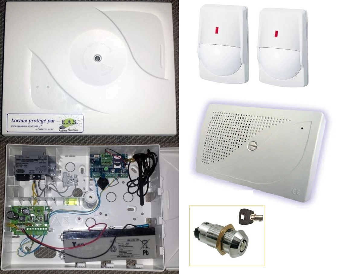 PACK-EASGSM centrale d`alarme filaire GSM avec 2 Détecteurs de mouvement + 1 sirène                    