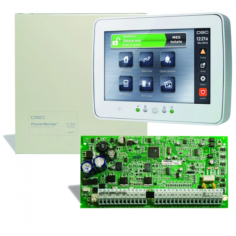 PC1832KITTACTILE CENTRALE 8/32 ZONES PC1832 + TABLETTE TACTILE PTK5507 DSC