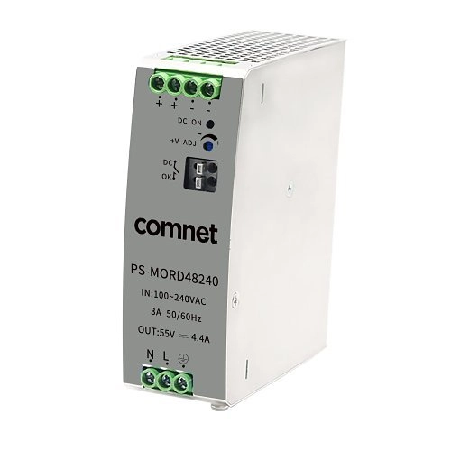 PS-MORD48240 48V 240W DIN Rail High Temp PSU PoE Appl