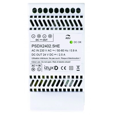 PSDX24025HE <div itemprop="description"> ALIMENTATION RAIL DIN 3M 230V AC / 24V DC / 2.5A</div>