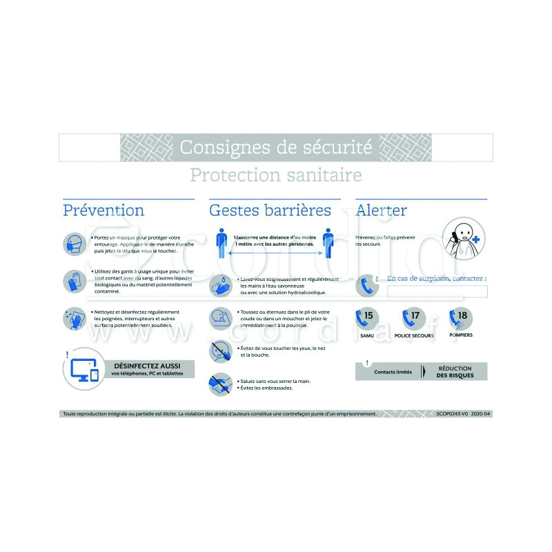 SCOP1543 <div itemprop="description"> CONSIGNE DE SECURITE PROTECTION SANIT. PERSONALISEE 300x200</div>