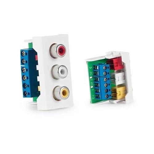 WP-43R Module 22,5x45 Blanc 3 x RCA